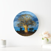 Baobab (Adansonia) Baum leuchtet auf dem Mond Große Wanduhr (Zuhause)