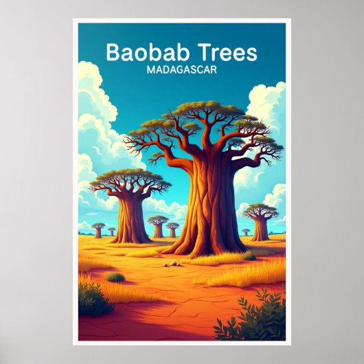 Baobab-Bäume Madagaskar Reiseplakat Poster (Vorne)