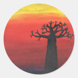 Baobab-Silhouette Runder Aufkleber