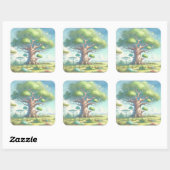 Baobab Tree & Quote Quadratischer Aufkleber (Blatt)
