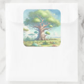 Baobab Tree & Quote Quadratischer Aufkleber (Tasche)