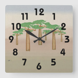 Baobab Trees Clock Quadratische Wanduhr