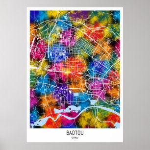 Baotou China City Map Poster