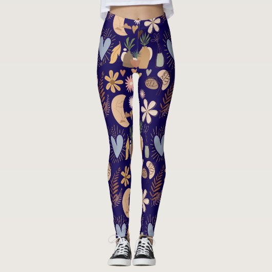BAPAA1 - Boho-Ästhetik-Muster A12.DPurple BG Leggings (Vorderseite)
