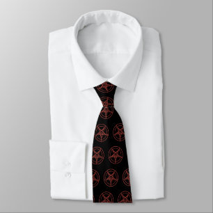 Baphomat Neck Tie (Black/W Red Baphomat) Krawatte