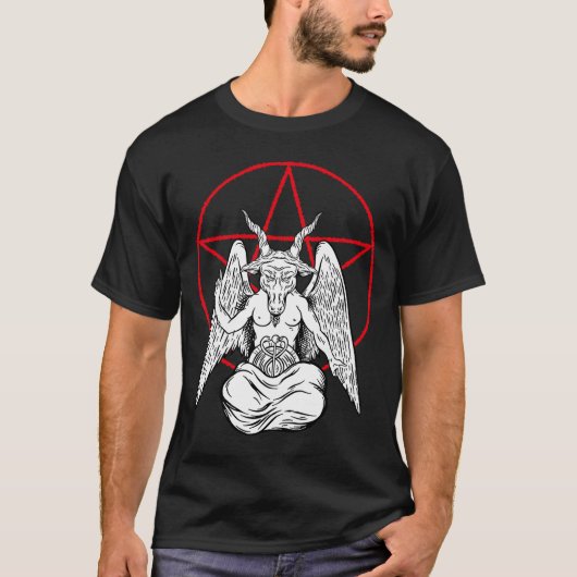 Baphomet Beten Dämon Satanic Lucifer Beelzebub T-Shirt (Vorderseite)