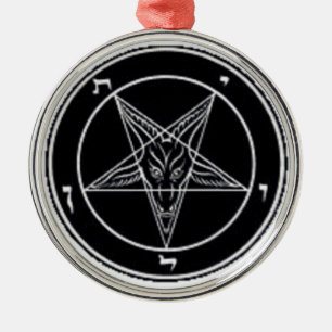 Baphomet Black And White Premium Round Ornament Aus Metall