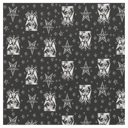 Baphomet Bone Pentagrams Occult Goth Fabric Stoff (Nahaufnahme)
