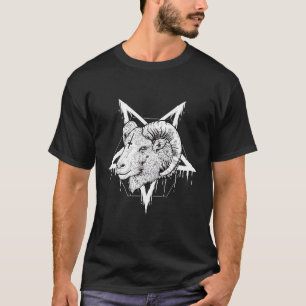 Baphomet Church of Satan Auf dem Kopf Symbol Kreuz T-Shirt