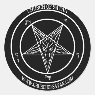 Baphomet Church of Satan name & URL Runder Aufkleber