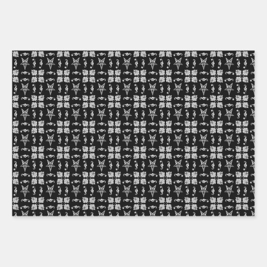 Baphomet Damask Goth Wrapping Paper Sheets Geschenkpapier Set (Vorderseite 2)