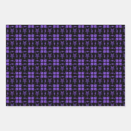 Baphomet Damask Goth Wrapping Paper Sheets Geschenkpapier Set (Vorderseite)