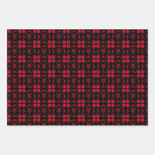 Baphomet Damask Goth Wrapping Paper Sheets Geschenkpapier Set (Vorderseite 3)