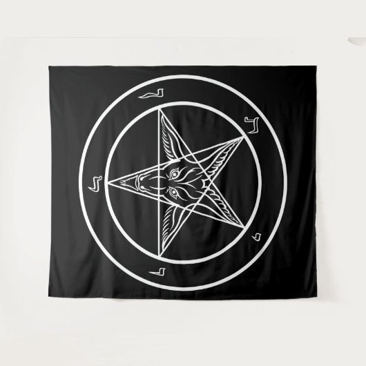 Baphomet HUGE Tapestry 88" x 104" Wandteppich (Vorderseite (Horizontal))