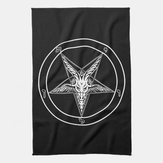 Baphomet im altem Stil 16x24 auf Baumwolltwill Geschirrtuch (Vertikal)
