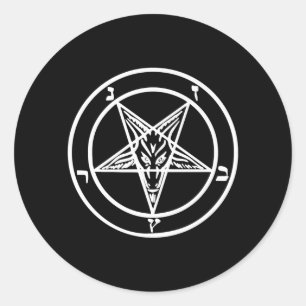 Baphomet-Invertierte Pentagramm-Ziege-Satan-Logo Runder Aufkleber