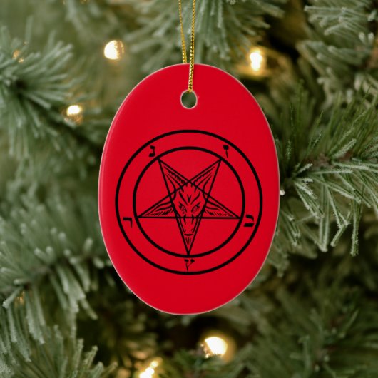 Baphomet Pentagram Keramik Ornament (Baum)