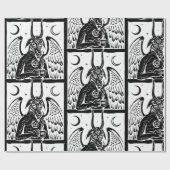 Baphomet Pentagram Mondkaffeemon Schwarz-weiß Geschenkpapier (Flach)