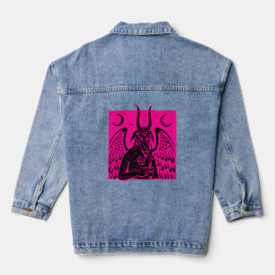 Baphomet Pentagram Moon Kaffeemödeme heiß rosa Jeansjacke