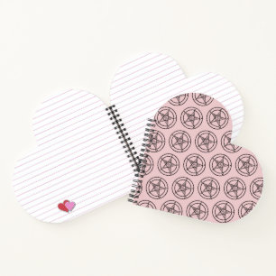 Baphomet Pentagram Pink Heart Shaped Notebook Notizblock