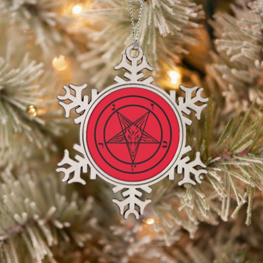 Baphomet Pentagram Satanic Schneeflocken Zinn-Ornament (Baum)