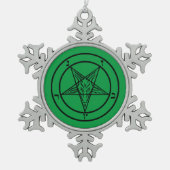 Baphomet Pentagram Satanic Schneeflocken Zinn-Ornament (Vorderseite)