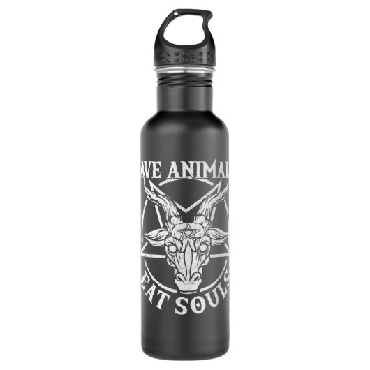 Baphomet & Pentagram, Save Animal Eat Souls Gothic Edelstahlflasche (Vorderseite)