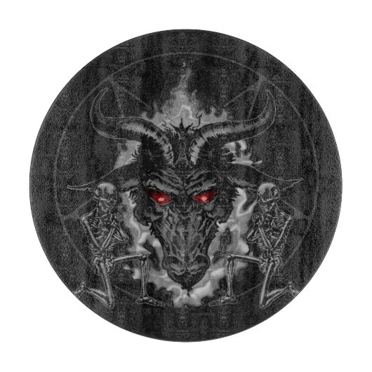 Baphomet Pentagram-Schwarz-Metall Schneidebrett (Vorderseite)