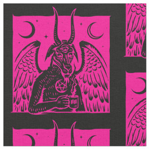 Baphomet Pentagramm Mond Kaffee Dämon heißes Rosa  Stoff