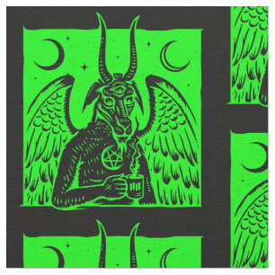 Baphomet Pentagramm Mond Kaffee Dämon Säure Grün Stoff