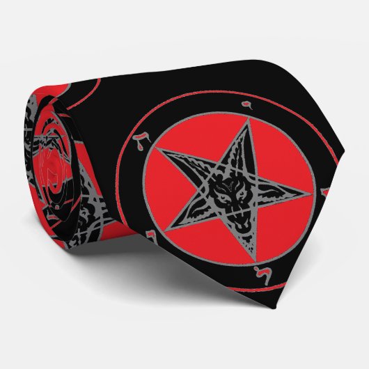 Baphomet Red Black and Gray Krawatte (Gerollt)