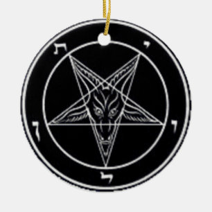 Baphomet runde Schwarzweiss-Verzierung Keramik Ornament