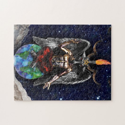 Baphomet Sabbatical Goat Black Night Earth Puzzle (Horizontal)