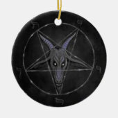 Baphomet schwarze und graue runde Verzierung Keramikornament (Vorne)