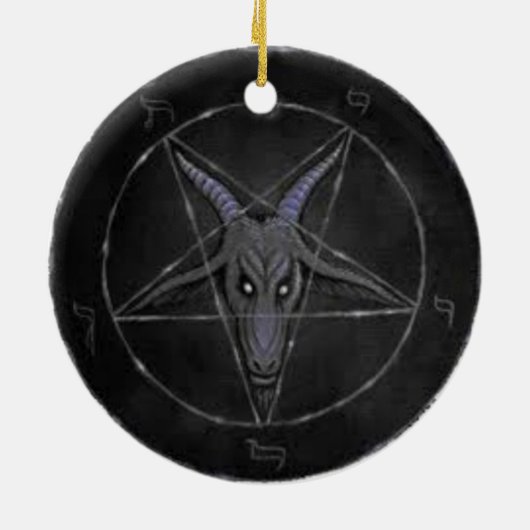 Baphomet schwarze und graue runde Verzierung Keramikornament (Hinten)