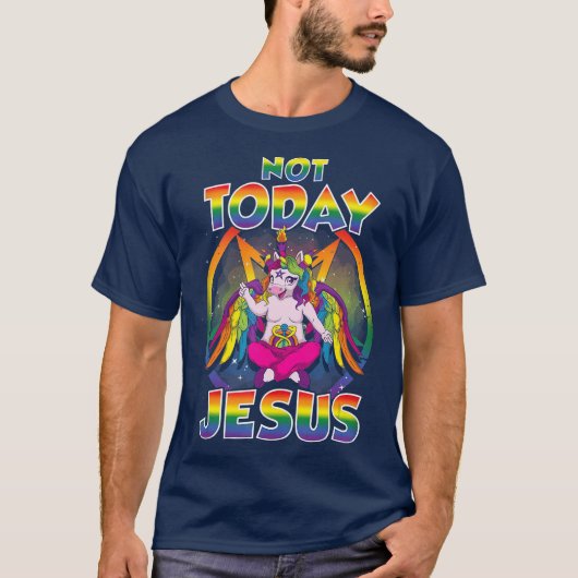 Baphomet Sigil heute nicht Jesus Satanic Unicorn T-Shirt (Vorderseite)