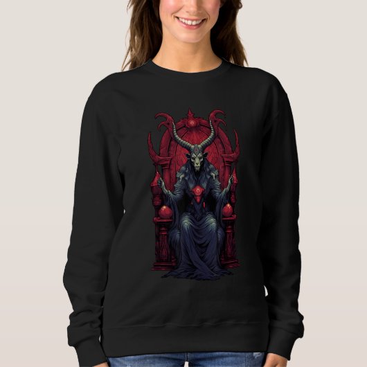 Baphomet Throne Goat Head Satanic Witchcraft Occul Sweatshirt (Vorderseite)
