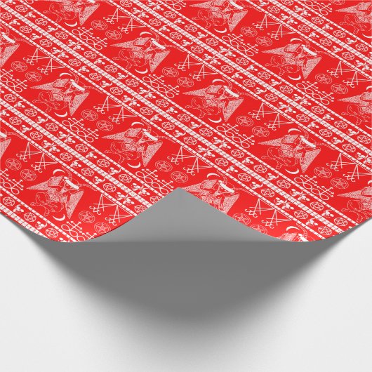 Baphomet Wrapping Paper - Red Geschenkpapier (Ecke)