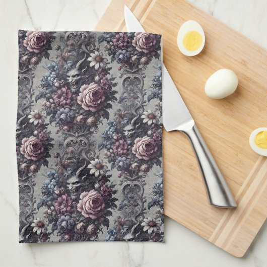 Baphomet's Bouquet - Gotisch Viktorianisch Geschirrtuch (Viertel Falte)