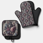 Baphomet's Bouquet - Gotisch Viktorianisch Ofenhandschuh & Topflappen-Set (Vorderseite/Rückseite)