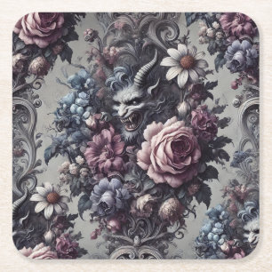 Baphomet's Bouquet - Gotische Blüte Rechteckiger Pappuntersetzer