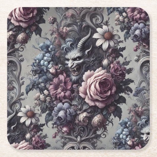 Baphomet's Bouquet - Gotische Blüte Rechteckiger Pappuntersetzer (Vorderseite)
