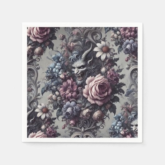 Baphomet's Bouquet - Gotische Blüte Serviette (Vorderseite)