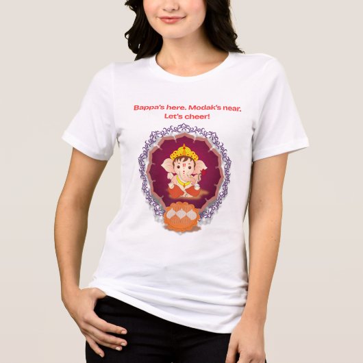 Bappa’s Here Modak’s Near Ganesh Chaturthi T-Shirt Tri-Blend Shirt (Vorderseite)