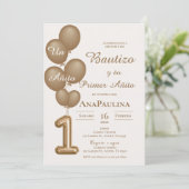 Baptism and first year invitation in Spanish Einladung (Stehend Vorderseite)