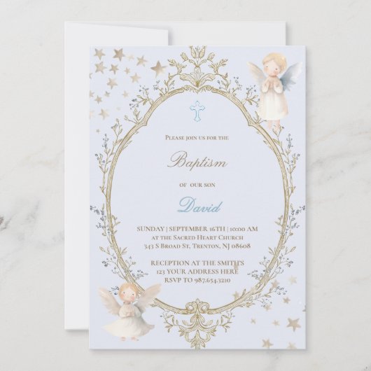 Baptism baby boy Invitation Einladung (Vorderseite)