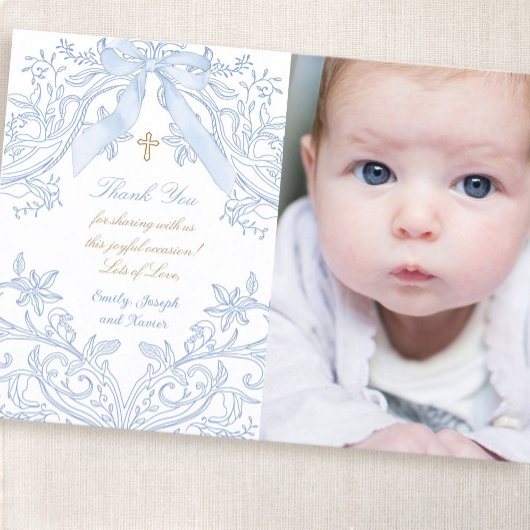 Baptism baby boy thank you card einladung
