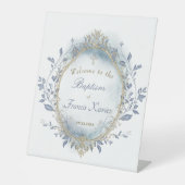 Baptism baby boy welcome Sign Sockelschild (Vorderseite)