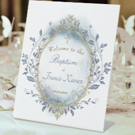 Baptism baby boy welcome Sign Sockelschild