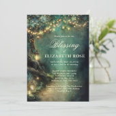 Baptism Blessing Enchanted Garden Forest Landerns Einladung (Stehend Vorderseite)